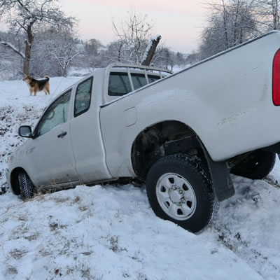 car accident due to snow